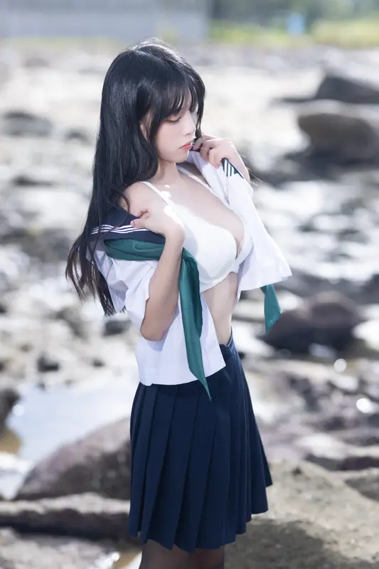不呆猫 NO.043 &三無人型 水手服百合黑丝 – 037.webp