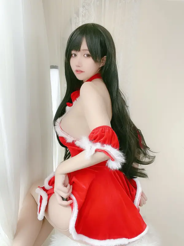 小仓千代w NO.015 红色圣诞礼物裙 – 021.webp