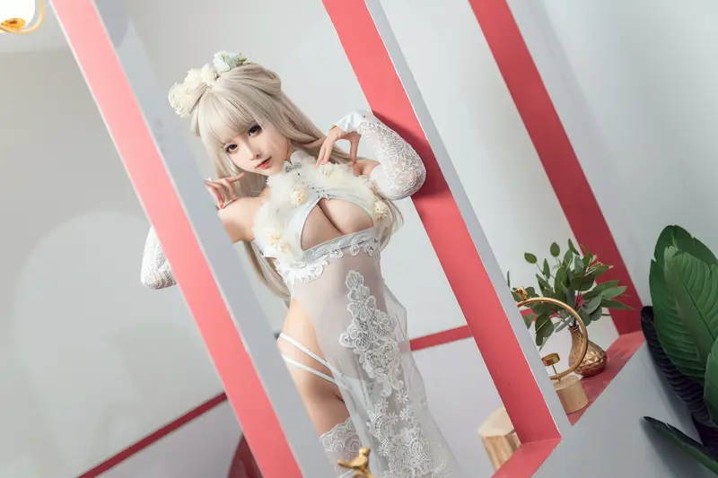 蠢沫沫 NO.160 沫沫真爱版 歪萌白旗袍 – 004.webp