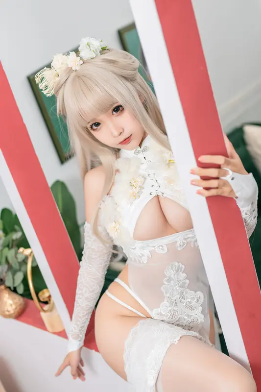 蠢沫沫 NO.160 沫沫真爱版 歪萌白旗袍 – 015.webp