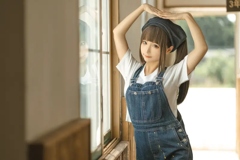 蠢沫沫 NO.183 画室背带裤-绅士版 – 005.webp