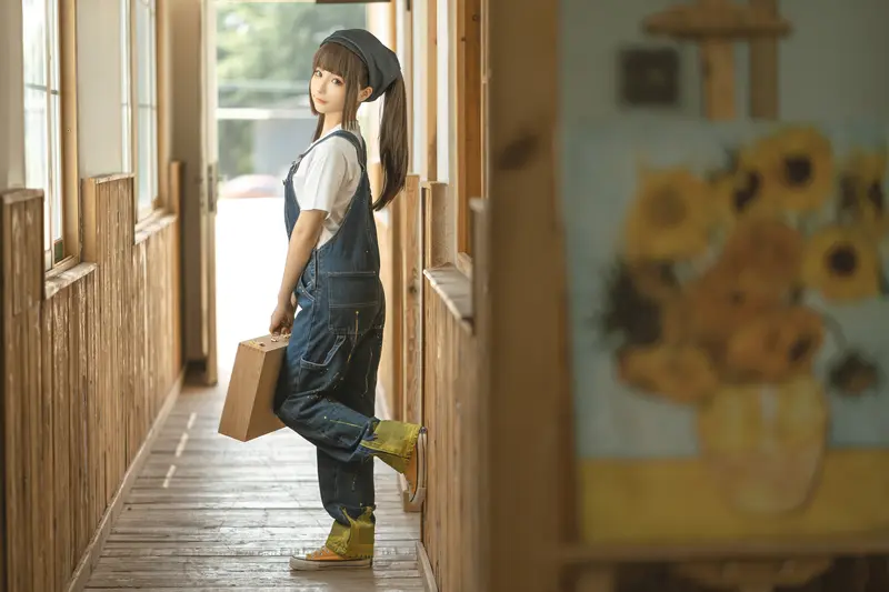 蠢沫沫 NO.183 画室背带裤-绅士版 – 026.webp