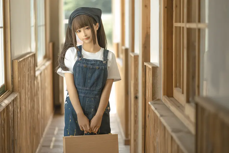 蠢沫沫 NO.183 画室背带裤-绅士版 – 027.webp