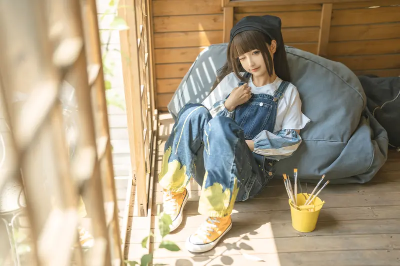 蠢沫沫 NO.183 画室背带裤-绅士版 – 031.webp