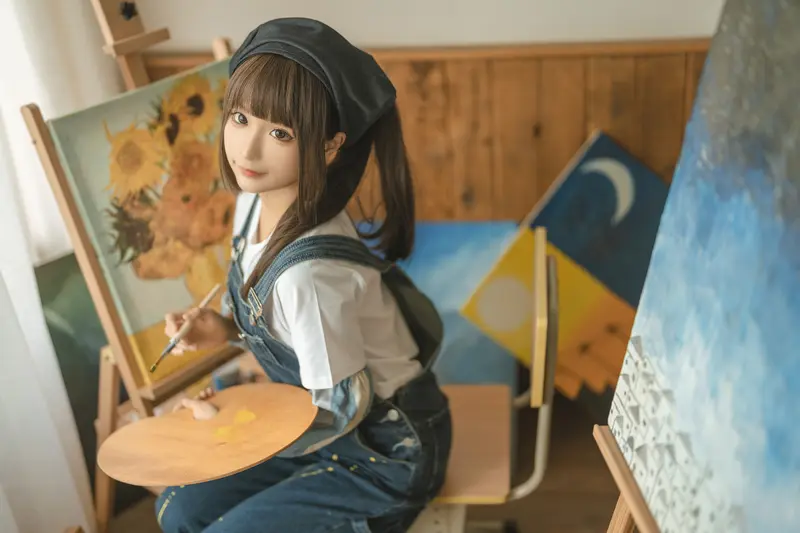 蠢沫沫 NO.183 画室背带裤-绅士版 – 035.webp
