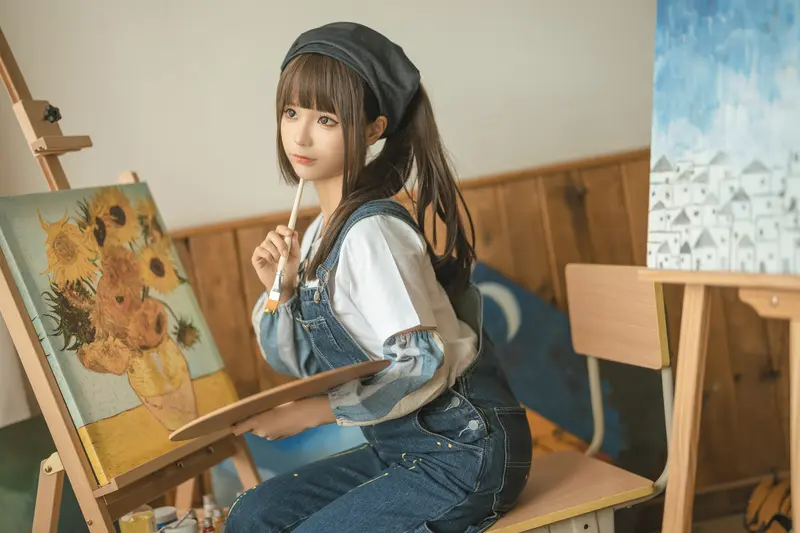 蠢沫沫 NO.183 画室背带裤-绅士版 – 037.webp