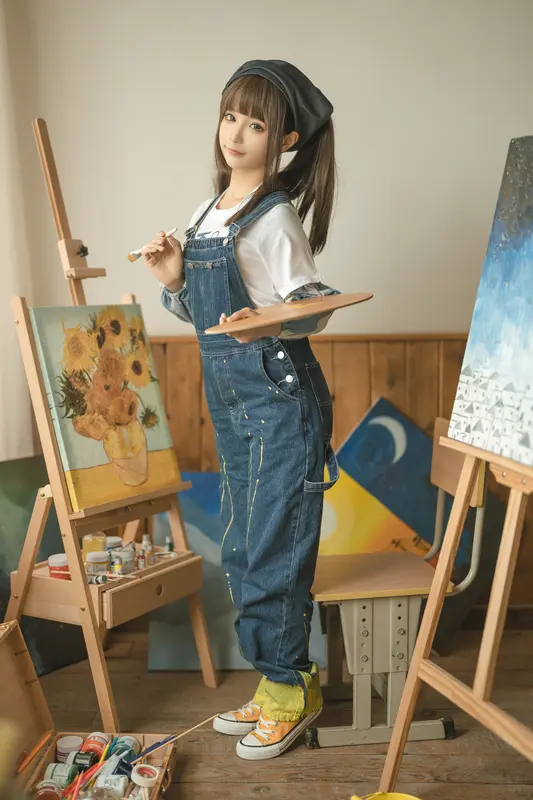 蠢沫沫 NO.183 画室背带裤-绅士版 – 038.webp