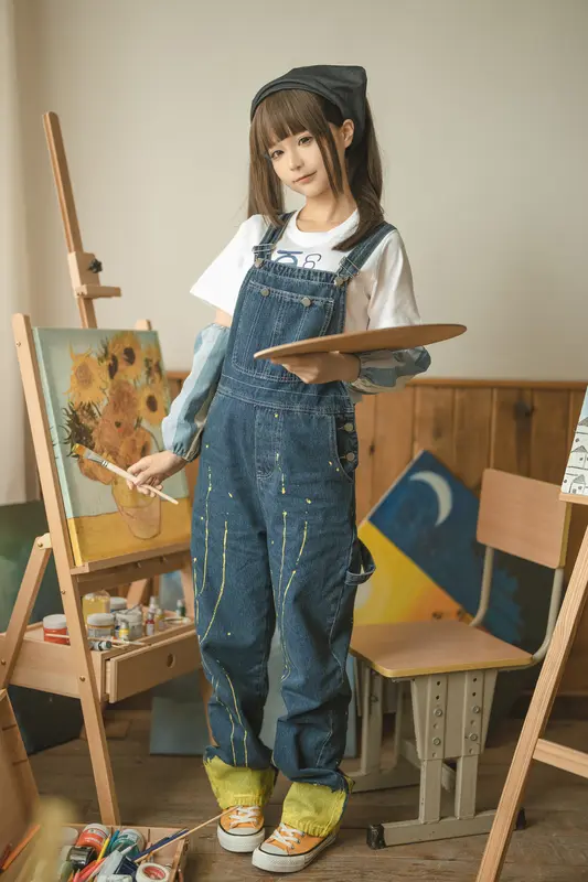 蠢沫沫 NO.183 画室背带裤-绅士版 – 039.webp