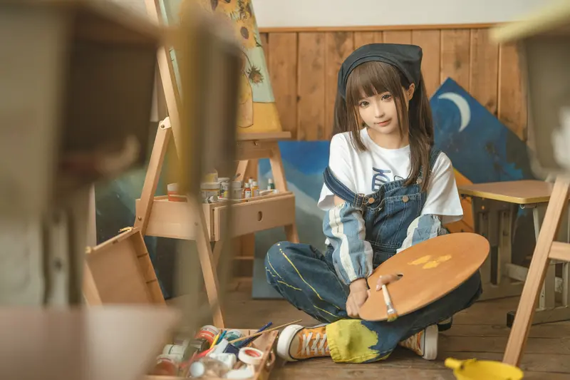 蠢沫沫 NO.183 画室背带裤-绅士版 – 041.webp