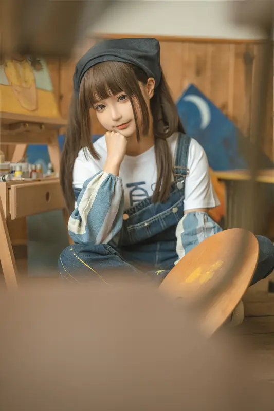 蠢沫沫 NO.183 画室背带裤-绅士版 – 043.webp