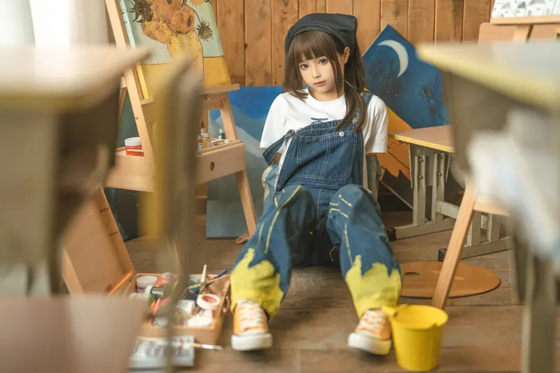 蠢沫沫 NO.183 画室背带裤-绅士版 – 044.webp