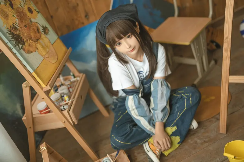 蠢沫沫 NO.183 画室背带裤-绅士版 – 045.webp