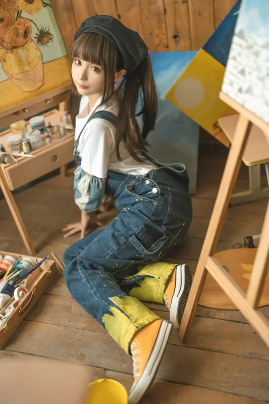 蠢沫沫 NO.183 画室背带裤-绅士版 – 046.webp