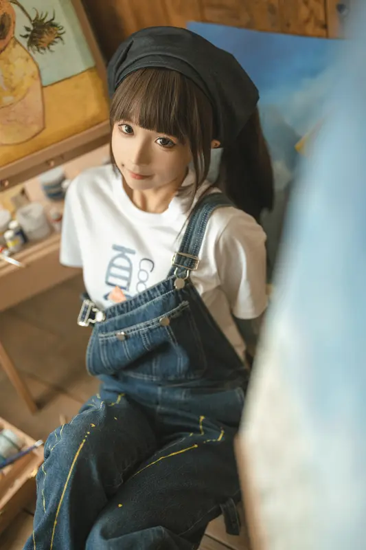 蠢沫沫 NO.183 画室背带裤-绅士版 – 047.webp