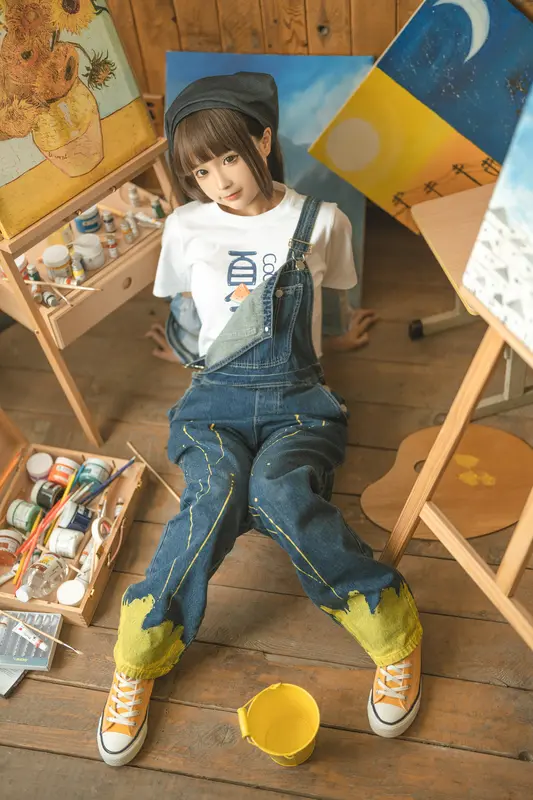 蠢沫沫 NO.183 画室背带裤-绅士版 – 048.webp