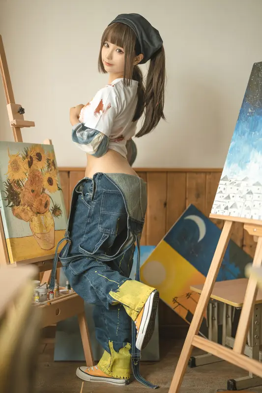 蠢沫沫 NO.183 画室背带裤-绅士版 – 051.webp