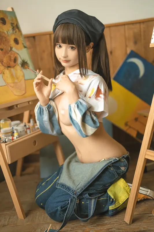 蠢沫沫 NO.183 画室背带裤-绅士版 – 056.webp
