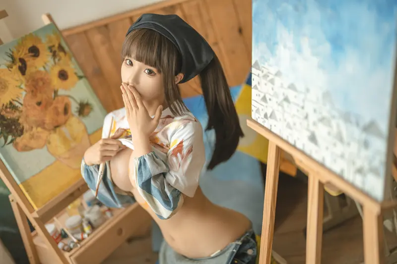 蠢沫沫 NO.183 画室背带裤-绅士版 – 061.webp