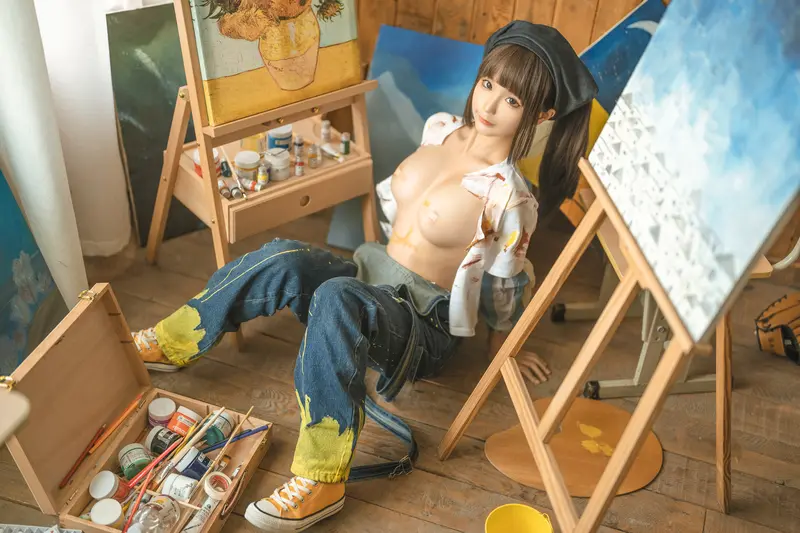 蠢沫沫 NO.183 画室背带裤-绅士版 – 064.webp
