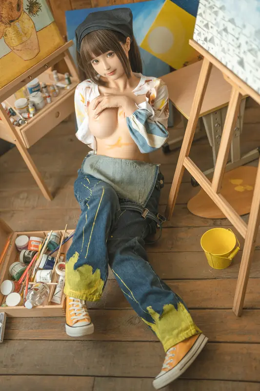 蠢沫沫 NO.183 画室背带裤-绅士版 – 066.webp