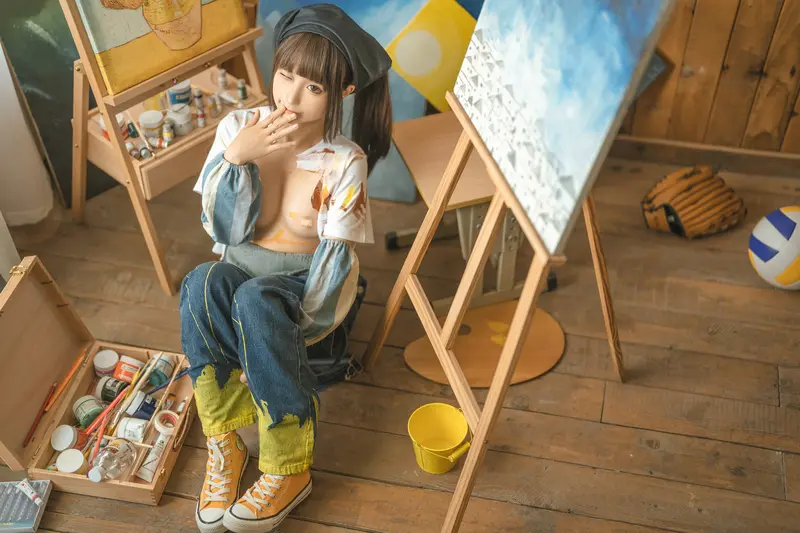 蠢沫沫 NO.183 画室背带裤-绅士版 – 068.webp