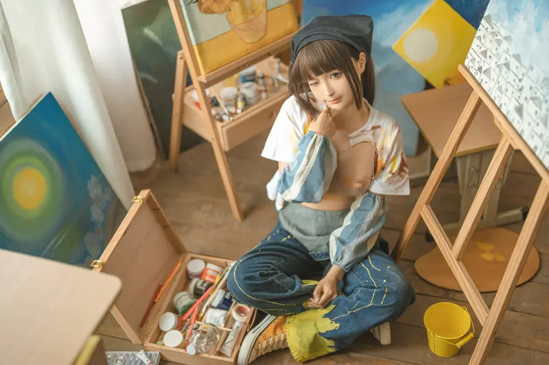 蠢沫沫 NO.183 画室背带裤-绅士版 – 069.webp