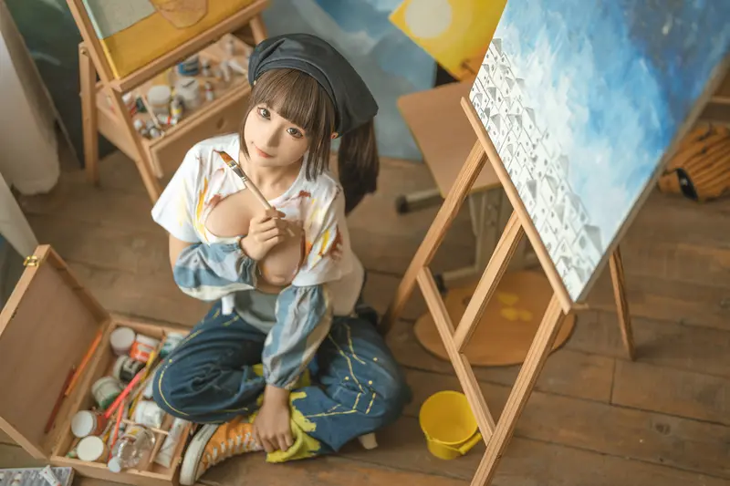 蠢沫沫 NO.183  画室背带裤-绅士版 – 071.webp
