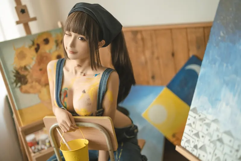 蠢沫沫 NO.183  画室背带裤-绅士版 – 072.webp