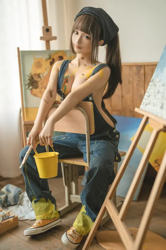 蠢沫沫 NO.183  画室背带裤-绅士版 – 073.webp