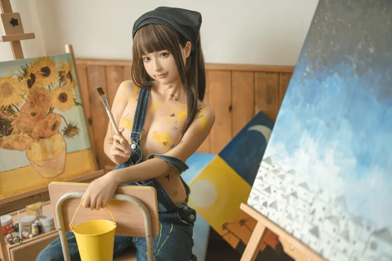 蠢沫沫 NO.183  画室背带裤-绅士版 – 074.webp