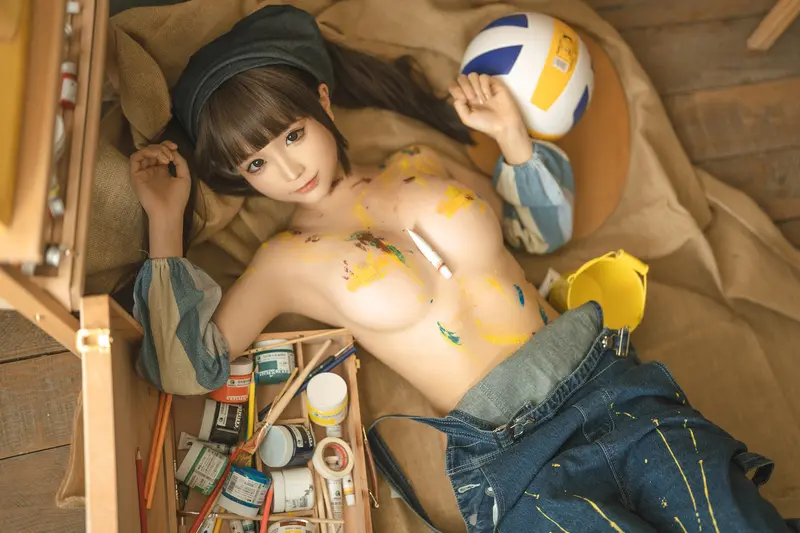 蠢沫沫 NO.183 画室背带裤-绅士版 – 085.webp