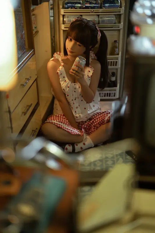 Crimson Check: A Sensual Dance of Innocence and Allure