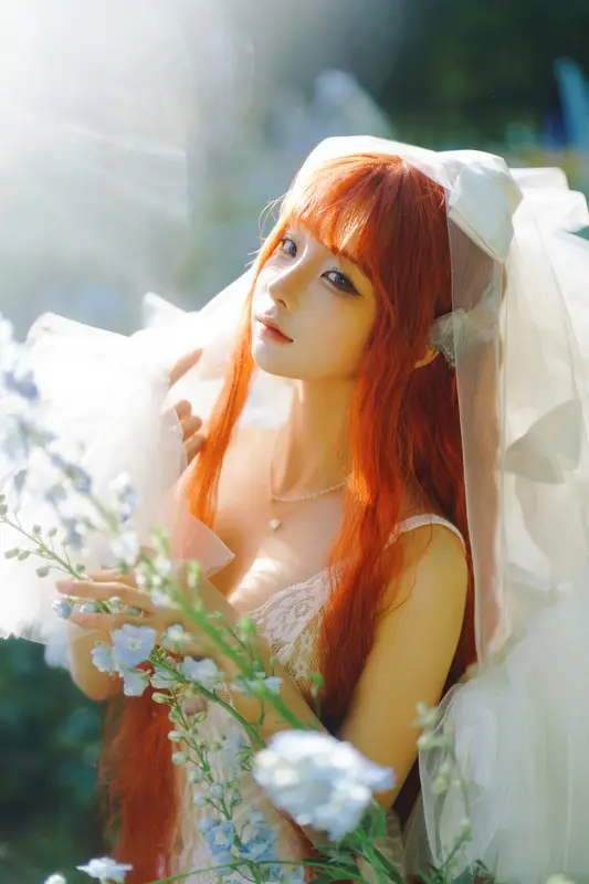 蠢沫沫 NO.357 花丛婚纱 – 003.webp