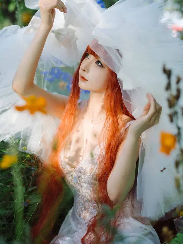 蠢沫沫 NO.357 花丛婚纱 – 040.webp