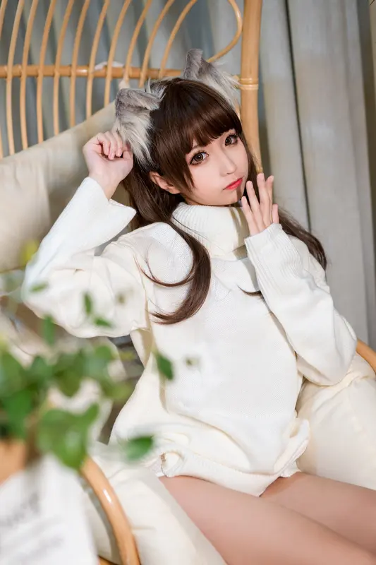 蠢沫沫 NO.46 白毛衣 – 006.webp
