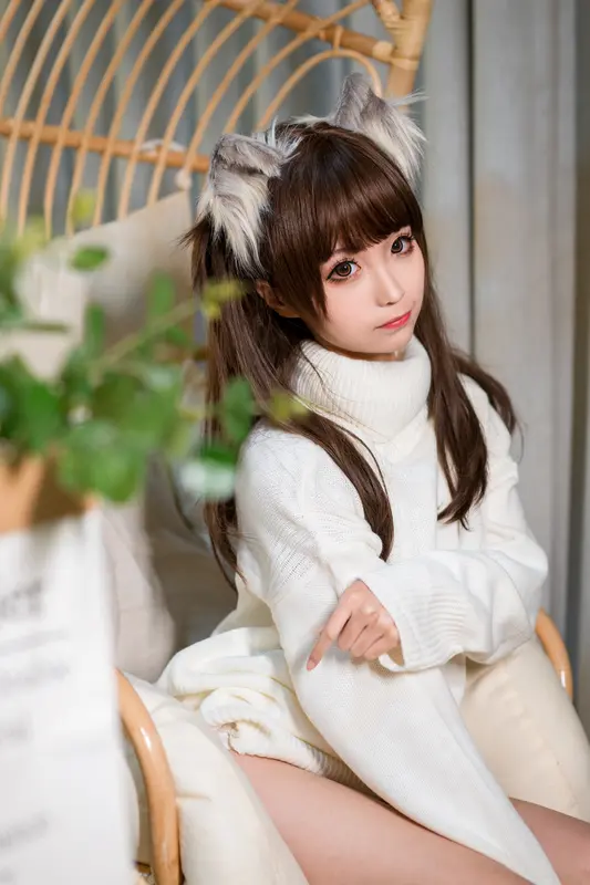 蠢沫沫 NO.46 白毛衣 – 007.webp