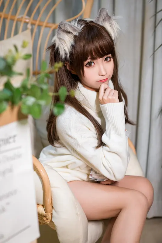 蠢沫沫 NO.46 白毛衣 – 010.webp